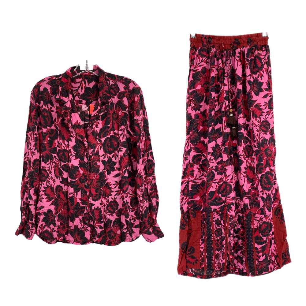 Maaji Red Pink Floral Pajama Set | Women’s M Rayon